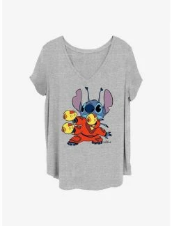 Deals 🧨 Disney Lilo & Stitch Big Suit Stitch 👧 Girls T-Shirt Plus Size 🎁
