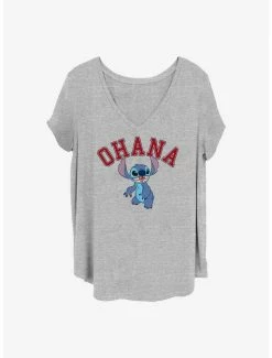 Outlet 🔔 Disney Lilo & Stitch Ohana Collegiate 👧 Girls T-Shirt Plus Size 😉