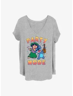 Flash Sale 😉 Disney Lilo & Stitch Party Mode 👧 Girls T-Shirt Plus Size ⌛