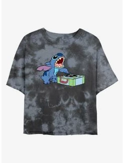 Budget 🔥 Disney Lilo & Stitch DJ Stitch Tie-Dye 👧 Girls Crop T-Shirt 👏