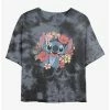 Deals 🔥 Disney Lilo & Stitch Floral Stitch Tie-Dye 👧 Girls Crop T-Shirt 👏 -lilo and stitch shop 20022542 hi