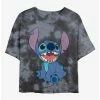 New ❤️ Disney Lilo & Stitch Happy Stitch Tie-Dye 👧 Girls Crop T-Shirt 💯