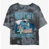 Discount 🛒 Disney Lilo & Stitch Lazy Energy Tie-Dye 👧 Girls Crop T-Shirt ✔️ -lilo and stitch shop 20022584 hi