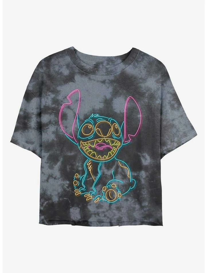 Brand new ๐งจ Disney Lilo & Stitch Line Art Neon Stitch Tie-Dye ๐ง Girls Crop T-Shirt ๐ 3 Brand new ๐งจ Disney Lilo & Stitch Line Art Neon Stitch Tie-Dye ๐ง Girls Crop T-Shirt ๐