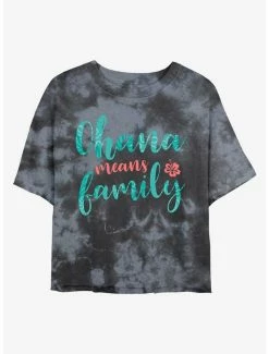 Hot Sale 🔥 Disney Lilo & Stitch Ohana Means Family Tie-Dye 👧 Girls Crop T-Shirt 😍