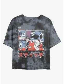 Wholesale 🧨 Disney Lilo & Stitch Pew Pew Japanese Lettering Tie-Dye 👧 Girls Crop T-Shirt ✨