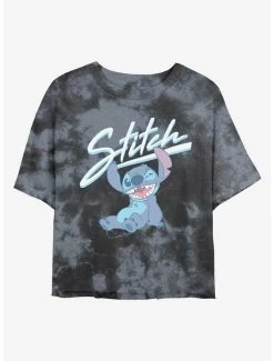 Hot Sale 🧨 Disney Lilo & Stitch Wink Tie-Dye 👧 Girls Crop T-Shirt ⭐