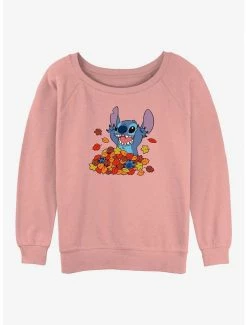 Top 10 🤩 Disney Lilo & Stitch Leaf Pile 👧 Girls Slouchy Sweatshirt ⌛