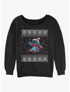 Hot Sale ✨ Disney Lilo & Stitch Snow Day Ugly 🎁 Christmas 👧 Girls Slouchy Sweatshirt 🤩