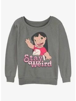 Hot Sale 😉 Disney Lilo & Stitch Stay Weird 👧 Girls Slouchy Sweatshirt ⌛