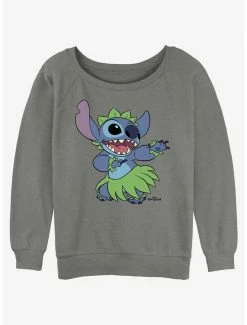 Cheapest 🎁 Disney Lilo & Stitch Big Hula 👧 Girls Slouchy Sweatshirt 🔥