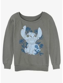 Flash Sale ⌛ Disney Lilo & Stitch Floral Sketch 👧 Girls Slouchy Sweatshirt 🤩