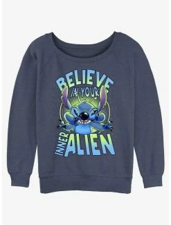 Best Sale 😉 Disney Lilo & Stitch Inner Alien 👧 Girls Slouchy Sweatshirt 🛒
