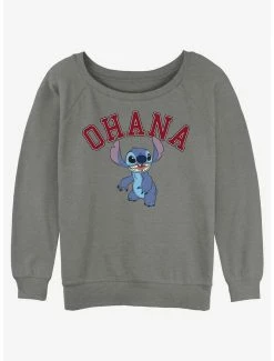 Discount 👏 Disney Lilo & Stitch Ohana Collegiate 👧 Girls Slouchy Sweatshirt 🔥