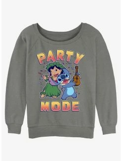 Best deal 👏 Disney Lilo & Stitch Party Mode 👧 Girls Slouchy Sweatshirt 🌟