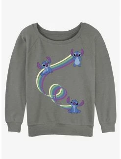 Deals ✔️ Disney Lilo & Stitch Ribbon Stitches 👧 Girls Slouchy Sweatshirt 🔥