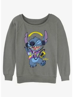 Discount 👍 Disney Lilo & Stitch Rockin' Stitch 👧 Girls Slouchy Sweatshirt 👏