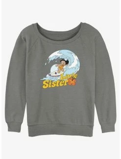 Deals 👍 Disney Lilo & Stitch Little Sister Lilo 👧 Girls Slouchy Sweatshirt 🎉