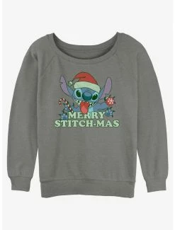 New 👍 Disney Lilo & Stitch Merry Stitchmas 👧 Girls Slouchy Sweatshirt 👍