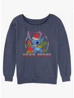 New 👏 Disney Lilo & Stitch Rockin' Around 👧 Girls Slouchy Sweatshirt ⌛