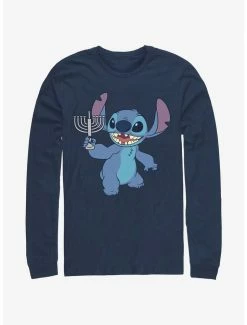 Brand new 🤩 Disney Lilo & Stitch Hanukkah Menorah Long-Sleeve T-Shirt 💯