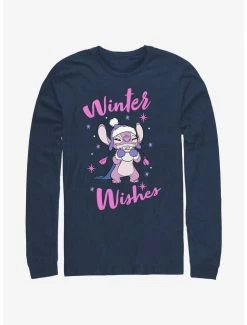 Discount 😀 Disney Lilo & Stitch Angel Winter Wishes Long-Sleeve T-Shirt ✔️