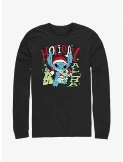 Flash Sale 💯 Disney Lilo & Stitch Holiday Aloha Long-Sleeve T-Shirt ✔️