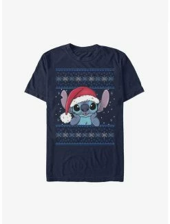 Wholesale 🥰 Disney Lilo & Stitch Santa Hat Ugly ❄ Christmas Extra Soft T-Shirt 👏
